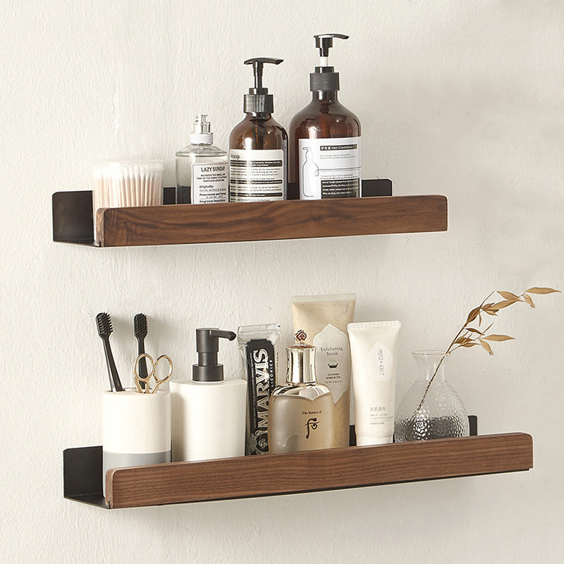 Solid Wood Bathroom Non-perforated Shelves
