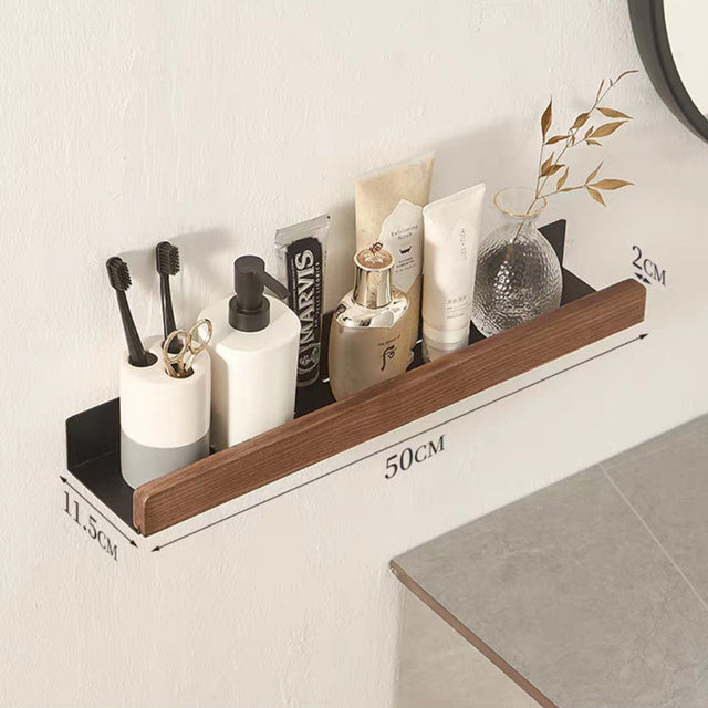 Solid Wood Bathroom Non-perforated Shelves